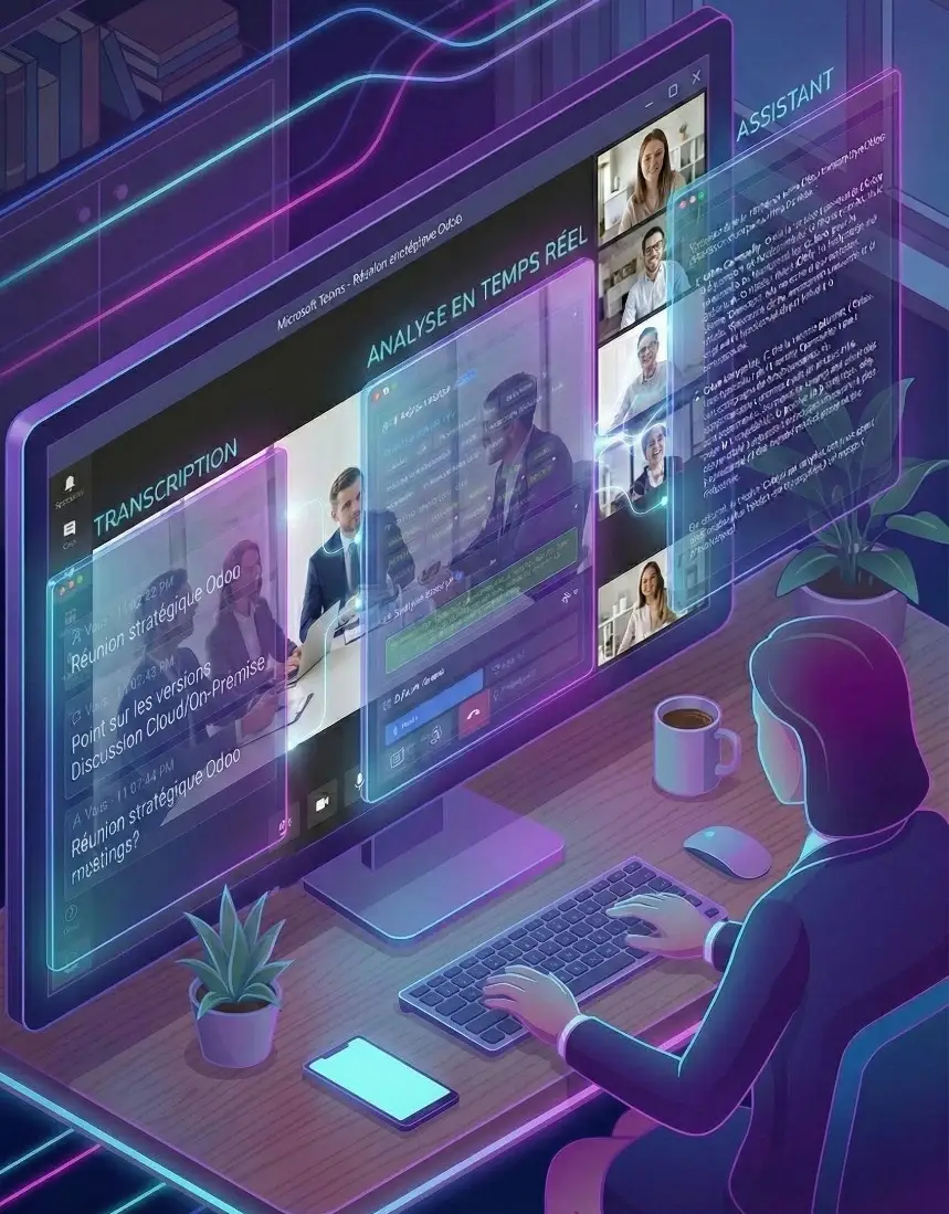 Live Assist en réunion Teams avec transcription et analyse en temps réel